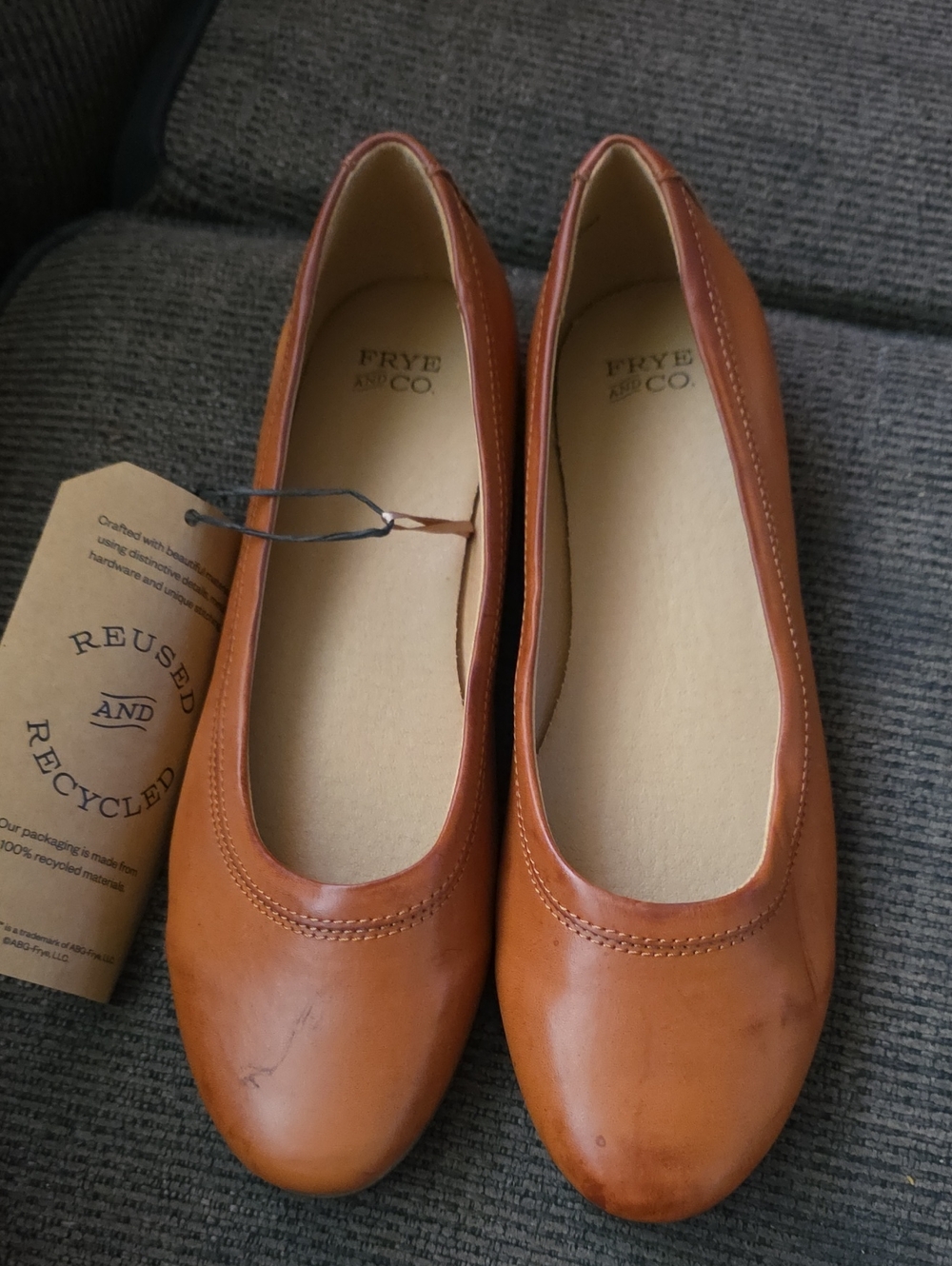 Frye Women's Cognac Leather Ballet Flats